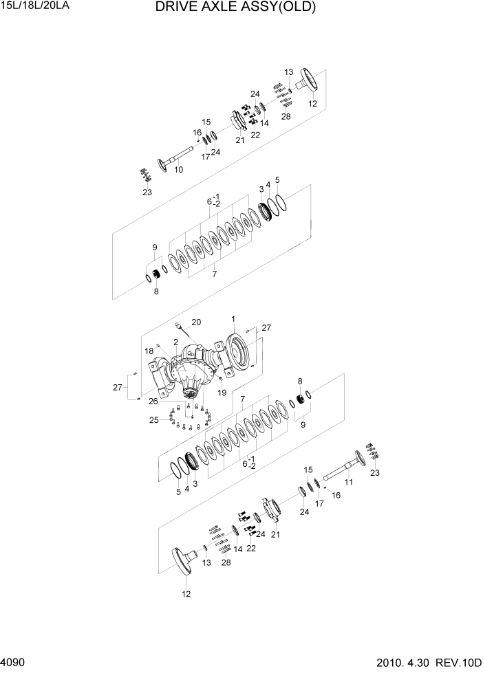 Схема запчастей Hyundai 15L/18L/20LA - PAGE 4090 DRIVE AXLE ASSY(OLD) СИЛОВАЯ СИСТЕМА