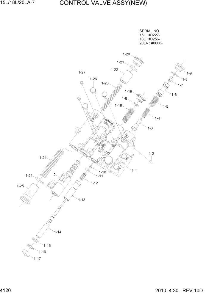 Схема запчастей Hyundai 15L/18L/20LA - PAGE 4120 CONTROL VALVE ASSY(NEW) СИЛОВАЯ СИСТЕМА