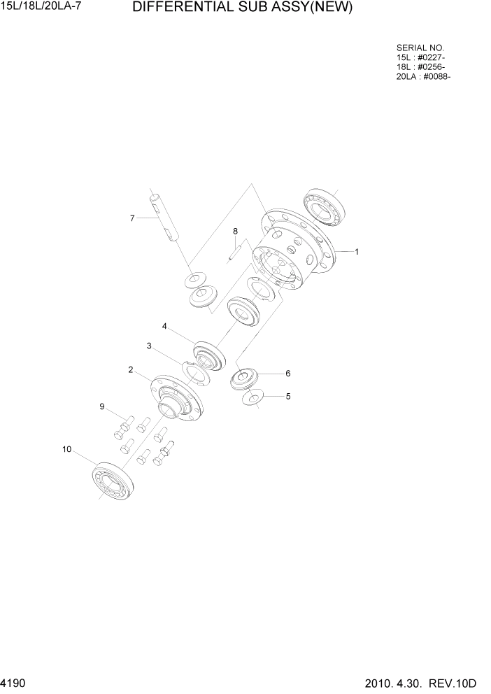 Схема запчастей Hyundai 15L/18L/20LA - PAGE 4190 DIFFERENTIAL ASSY(NEW) СИЛОВАЯ СИСТЕМА