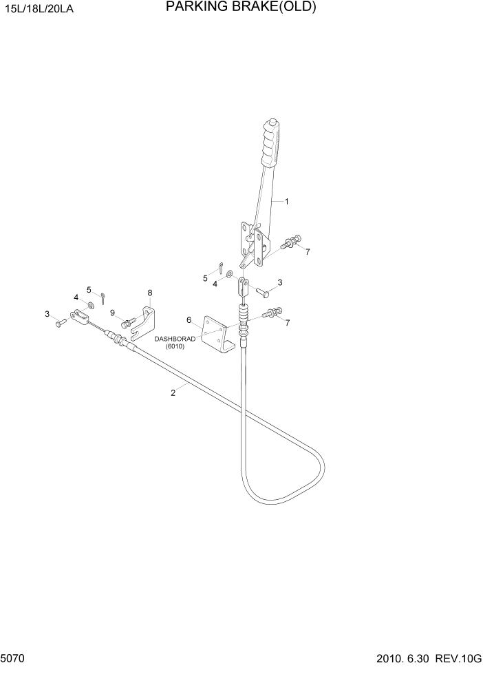 Схема запчастей Hyundai 15L/18L/20LA - PAGE 5070 PARKING BRAKE(OLD) СИСТЕМА УПРАВЛЕНИЯ