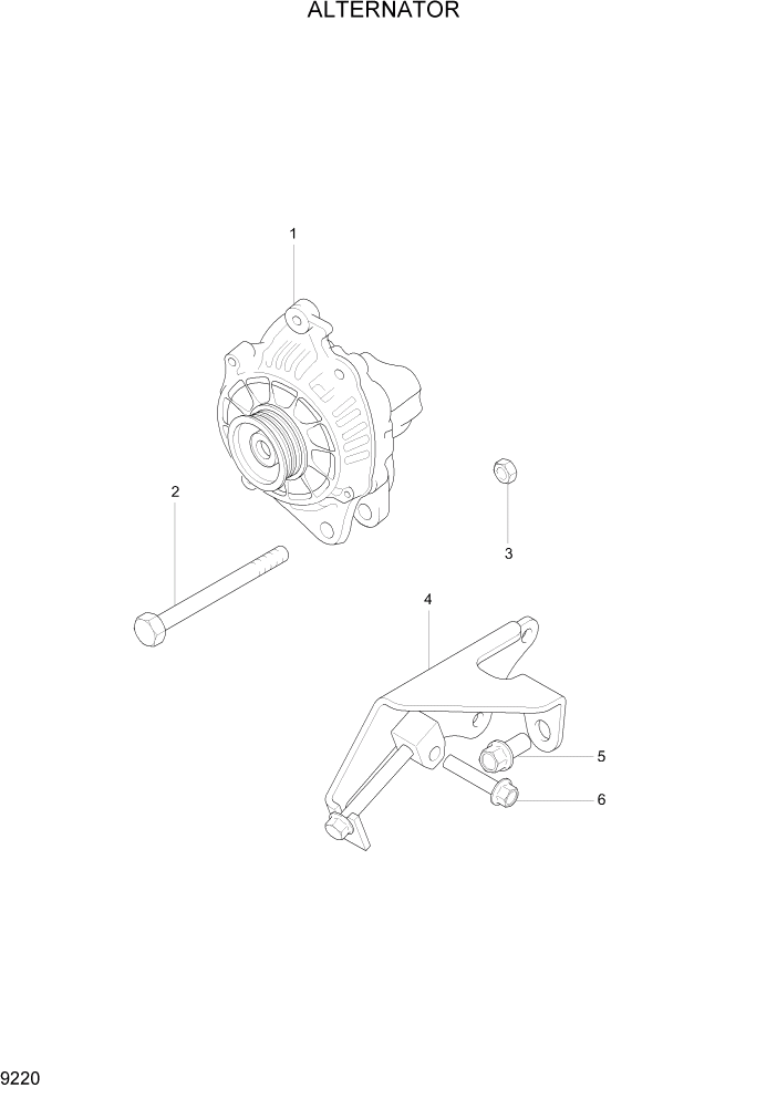 Схема запчастей Hyundai 15L/18L/20LA - PAGE 9220 ALTERNATOR ДВИГАТЕЛЬ БАЗА