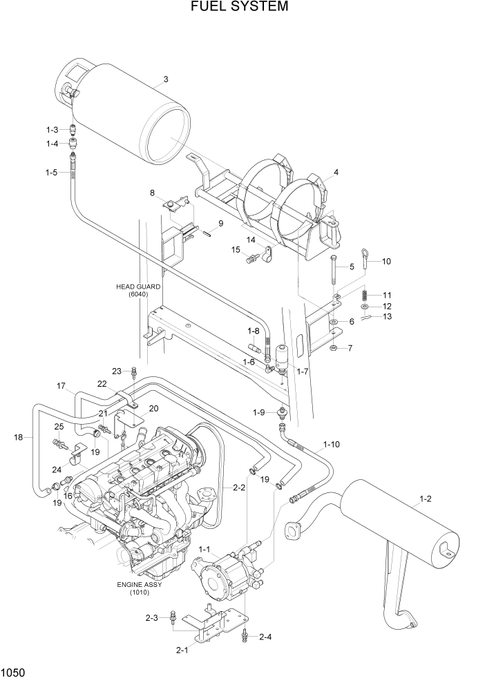 Схема запчастей Hyundai 15LC/18LC/20LCA-7 - PAGE 1050 FUEL SYSTEM(CERT) СИСТЕМА ДВИГАТЕЛЯ