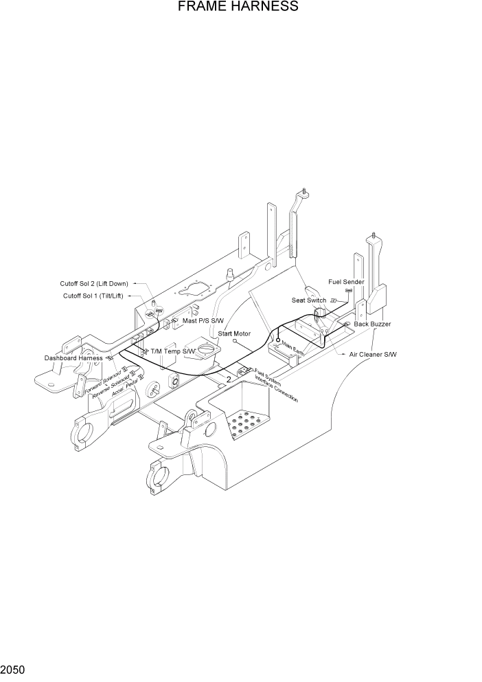 Схема запчастей Hyundai 15LC/18LC/20LCA-7 - PAGE 2050 FRAME HARNESS ЭЛЕКТРИЧЕСКАЯ СИСТЕМА