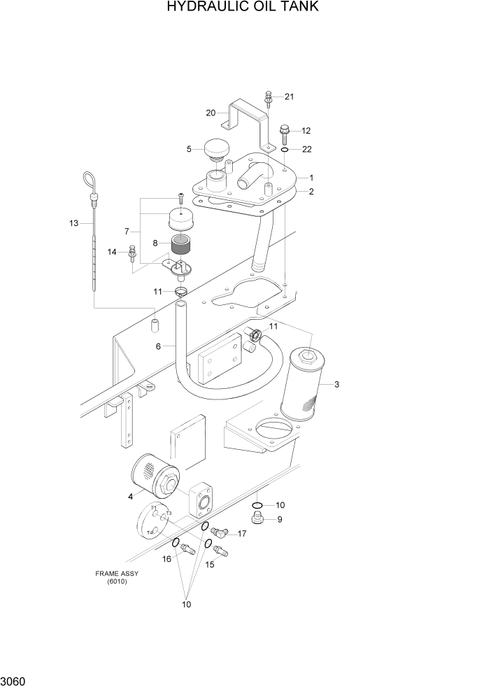 Схема запчастей Hyundai 15LC/18LC/20LCA-7 - PAGE 3060 HYDRAULIC OIL TANK ГИДРАВЛИЧЕСКАЯ СИСТЕМА