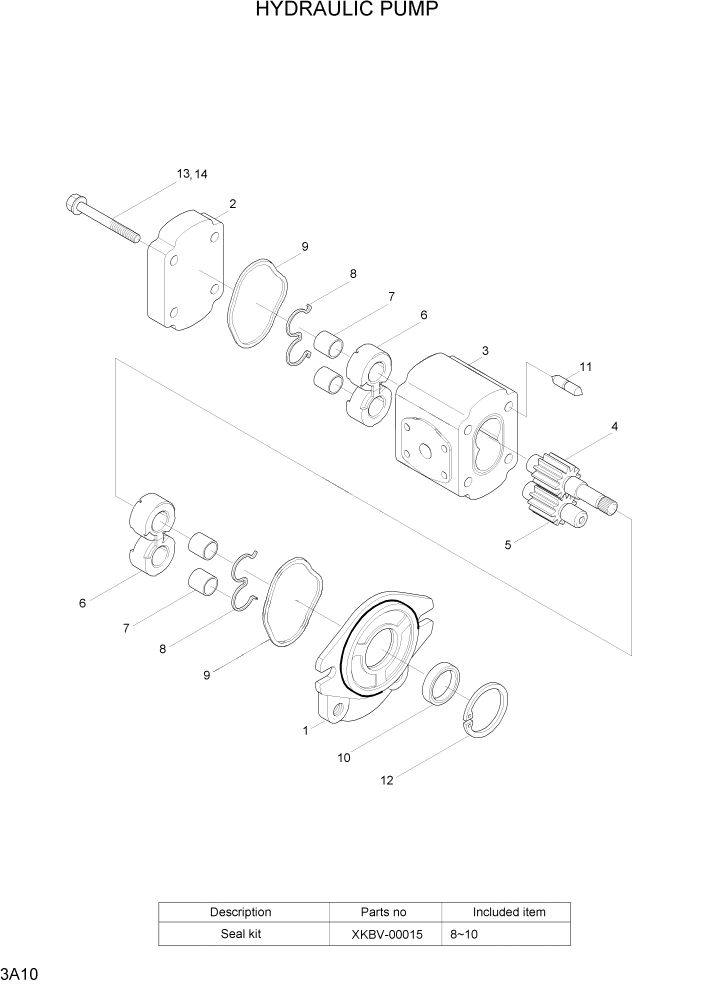 Схема запчастей Hyundai 15LC/18LC/20LCA-7 - PAGE 3A10 HYDRAULIC PUMP ГИДРАВЛИЧЕСКАЯ СИСТЕМА