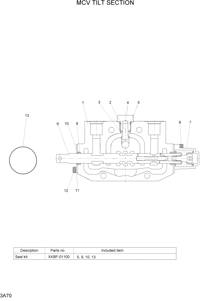 Схема запчастей Hyundai 15LC/18LC/20LCA-7 - PAGE 3A70 MCV TILT SECTION ГИДРАВЛИЧЕСКАЯ СИСТЕМА