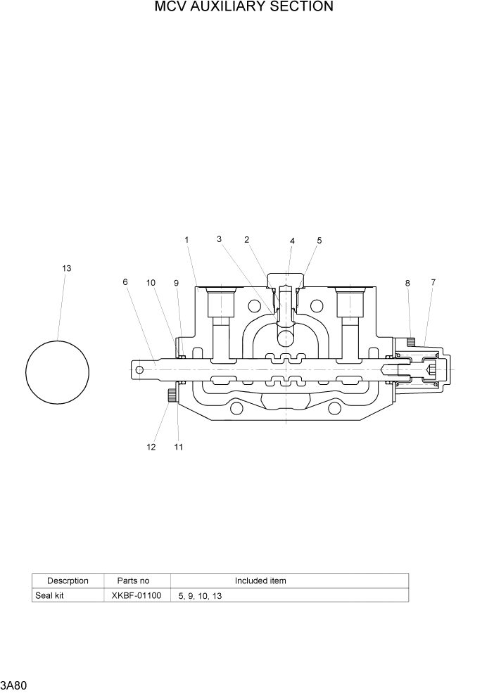 Схема запчастей Hyundai 15LC/18LC/20LCA-7 - PAGE 3A80 MCV AUXILIARY SECTION ГИДРАВЛИЧЕСКАЯ СИСТЕМА