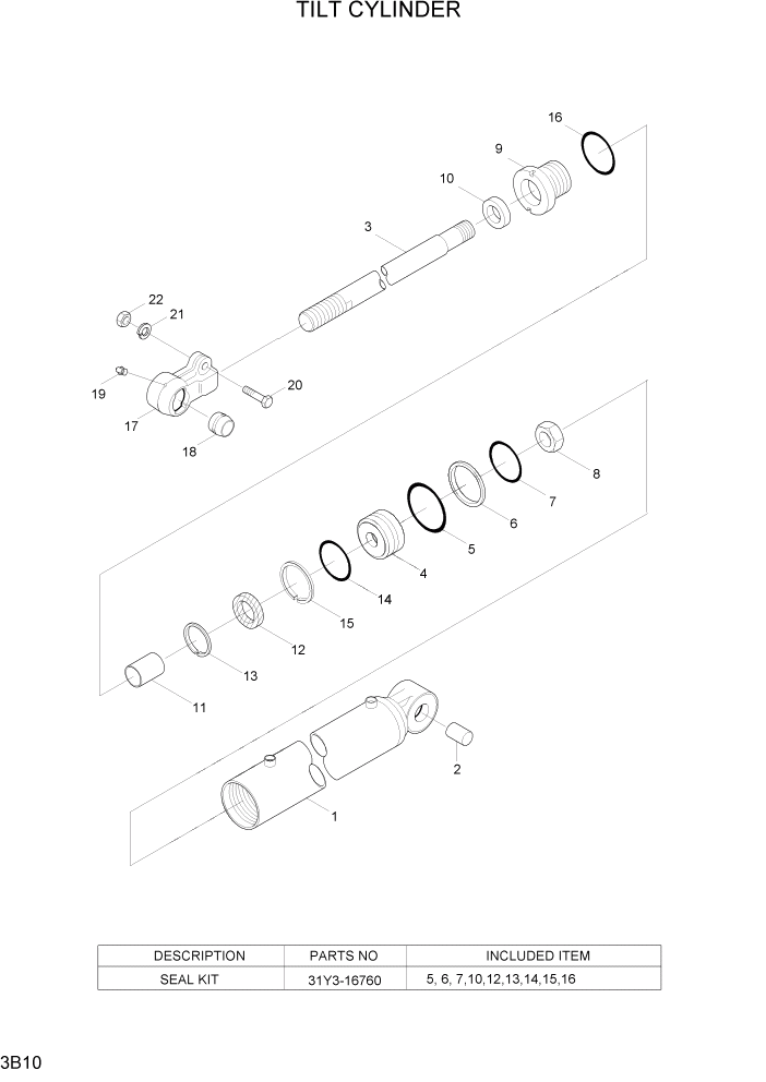 Схема запчастей Hyundai 15LC/18LC/20LCA-7 - PAGE 3B10 TILT CYLINDER ГИДРАВЛИЧЕСКАЯ СИСТЕМА