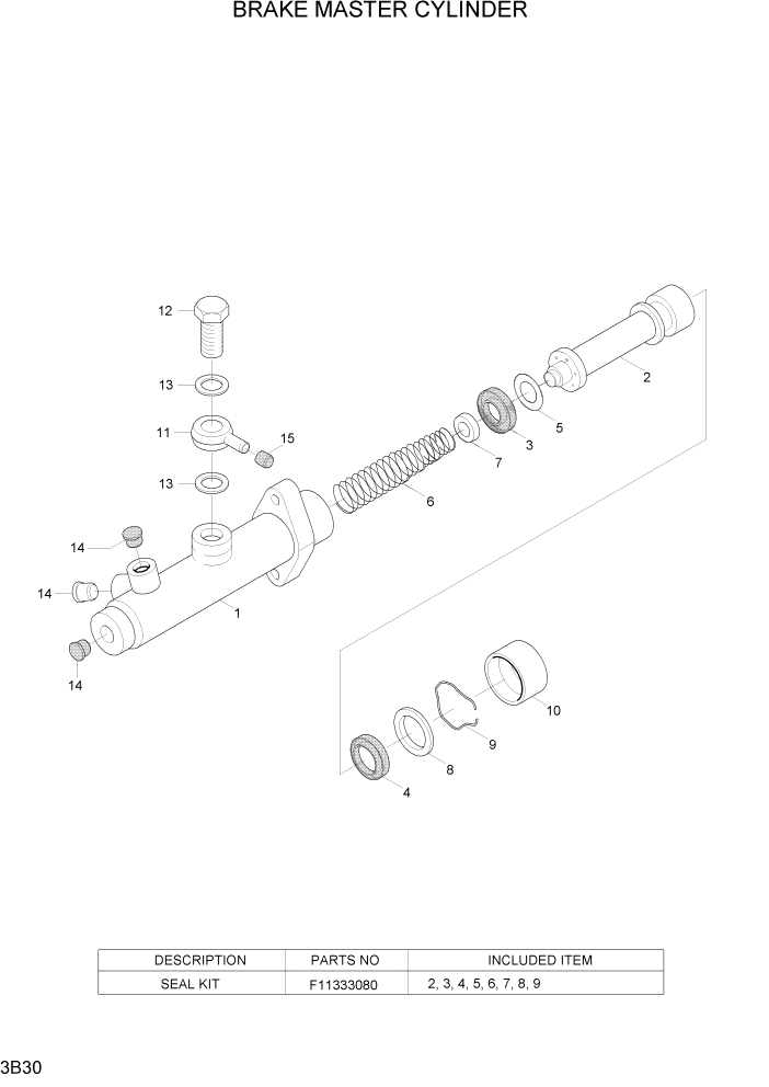 Схема запчастей Hyundai 15LC/18LC/20LCA-7 - PAGE 3B30 BRAKE MASTER CYLINDER ГИДРАВЛИЧЕСКАЯ СИСТЕМА