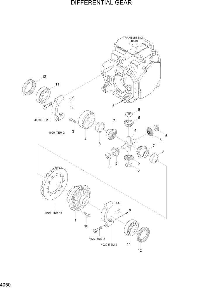 Схема запчастей Hyundai 15LC/18LC/20LCA-7 - PAGE 4050 DIFFERENTIAL GEAR СИЛОВАЯ СИСТЕМА