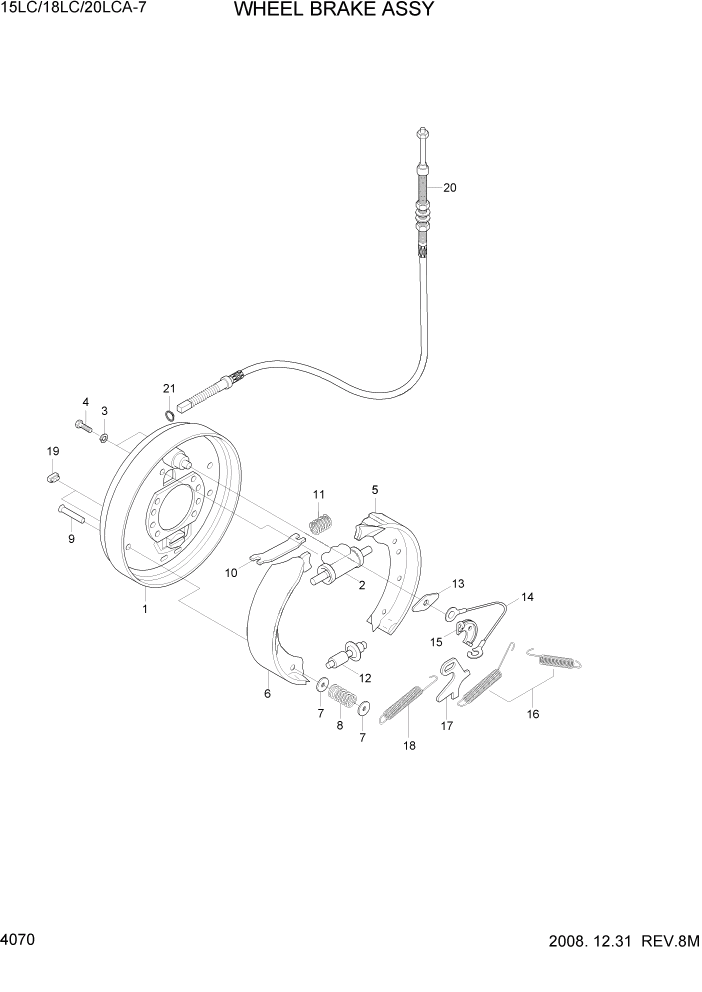 Схема запчастей Hyundai 15LC/18LC/20LCA-7 - PAGE 4070 WHEEL BRAKE ASSY СИЛОВАЯ СИСТЕМА