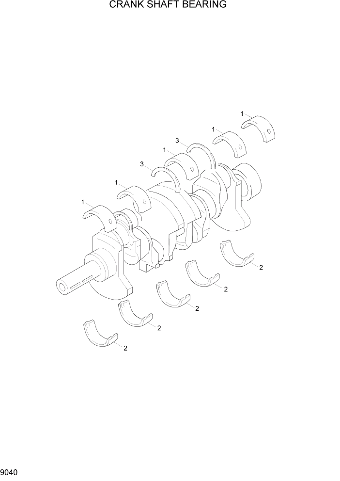 Схема запчастей Hyundai 15LC/18LC/20LCA-7 - PAGE 9040 CRANK SHAFT BEARING ДВИГАТЕЛЬ БАЗА