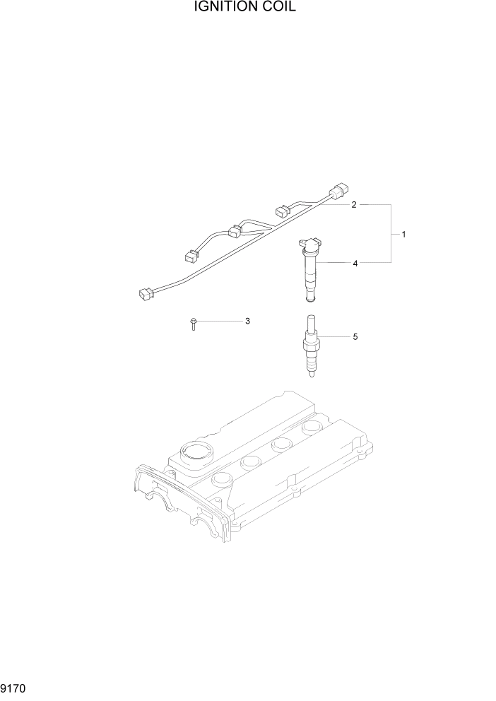 Схема запчастей Hyundai 15LC/18LC/20LCA-7 - PAGE 9170 IGNITION COIL ДВИГАТЕЛЬ БАЗА