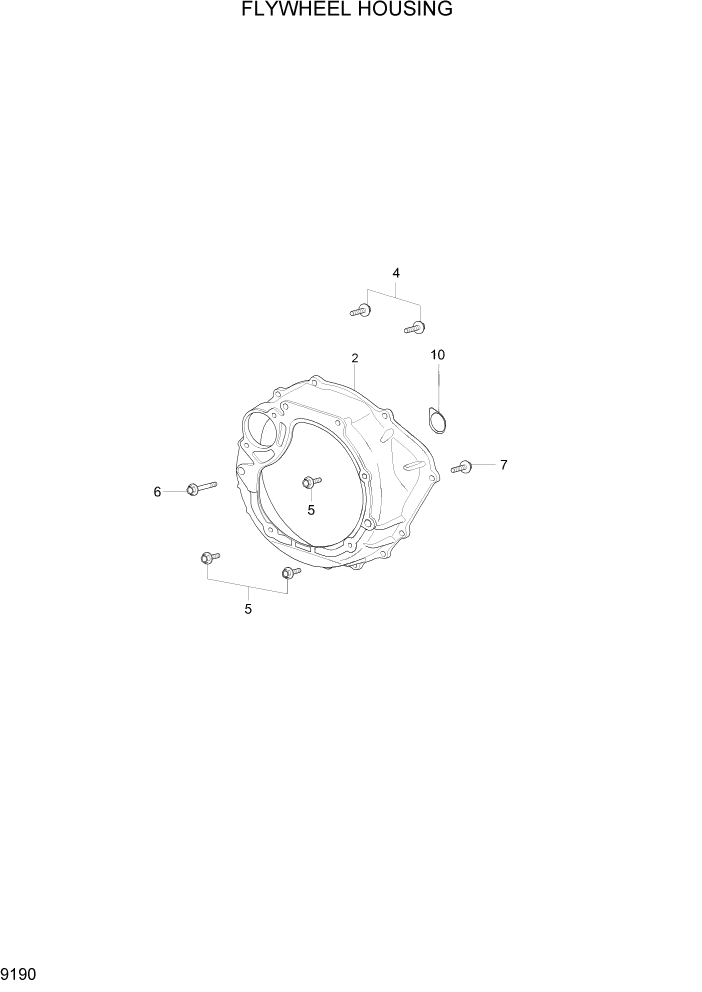 Схема запчастей Hyundai 15LC/18LC/20LCA-7 - PAGE 9190 FLYWHEEL HOUSING ДВИГАТЕЛЬ БАЗА