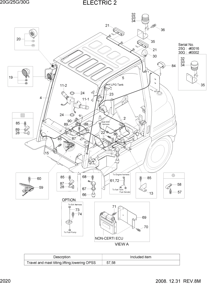 Схема запчастей Hyundai 20/25/30G-7 - PAGE 2020 ELECTRIC 2 ЭЛЕКТРИЧЕСКАЯ СИСТЕМА