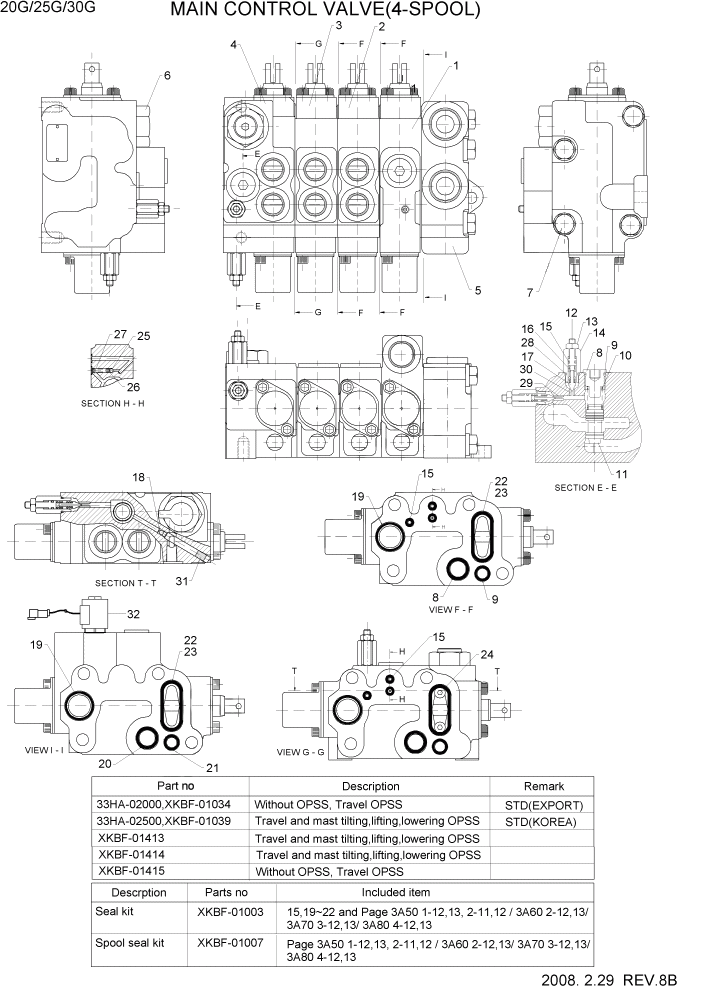 Схема запчастей Hyundai 20/25/30G-7 - PAGE 3A40 MAIN CONTROL VALVE(4-SPOOL) ГИДРАВЛИЧЕСКАЯ СИСТЕМА