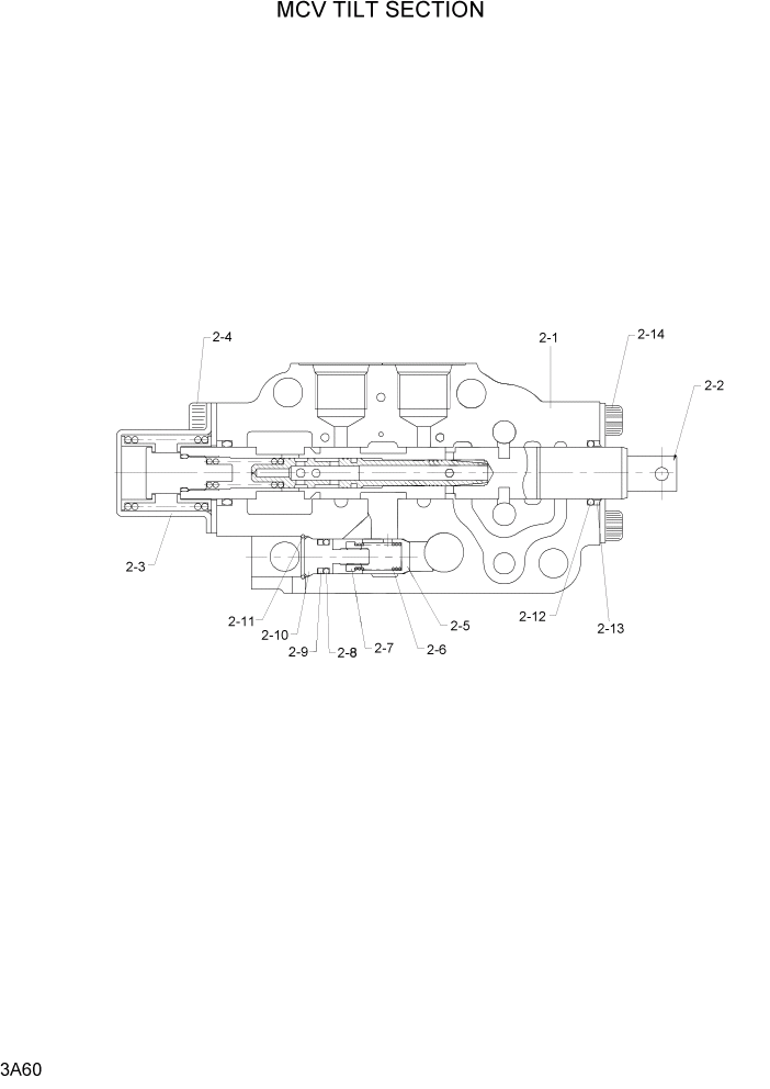 Схема запчастей Hyundai 20/25/30G-7 - PAGE 3A60 MCV TILT SECTION ГИДРАВЛИЧЕСКАЯ СИСТЕМА