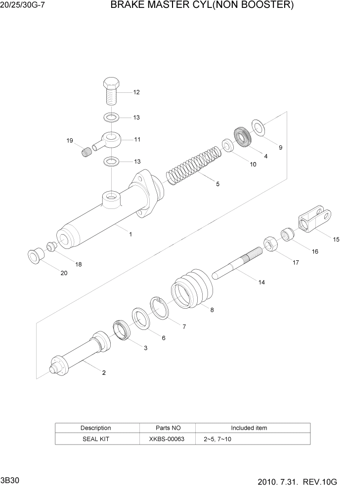 Схема запчастей Hyundai 20/25/30G-7 - PAGE 3B30 BRAKE MASTER CYL(NON BOOSTER) ГИДРАВЛИЧЕСКАЯ СИСТЕМА