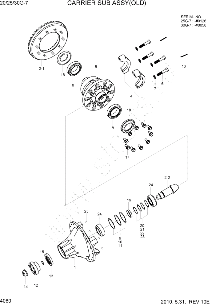 Схема запчастей Hyundai 20/25/30G-7 - PAGE 4080 CARRIER SUB ASSY(OLD) СИЛОВАЯ СИСТЕМА