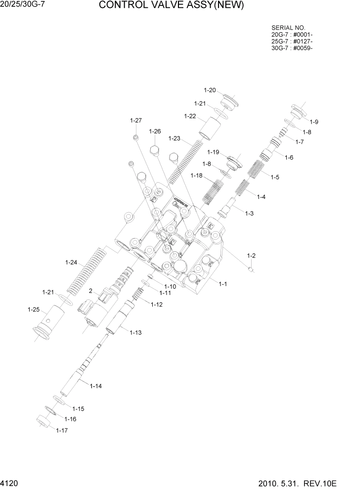 Схема запчастей Hyundai 20/25/30G-7 - PAGE 4120 CONTROL VALVE ASSY(NEW) СИЛОВАЯ СИСТЕМА