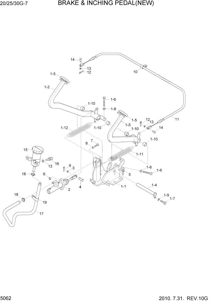 Схема запчастей Hyundai 20/25/30G-7 - PAGE 5062 BRAKE & INCHING PEDAL(NEW) СИСТЕМА УПРАВЛЕНИЯ