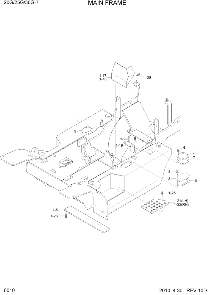 Схема запчастей Hyundai 20/25/30G-7 - PAGE 6010 MAIN FRAME СТРУКТУРА