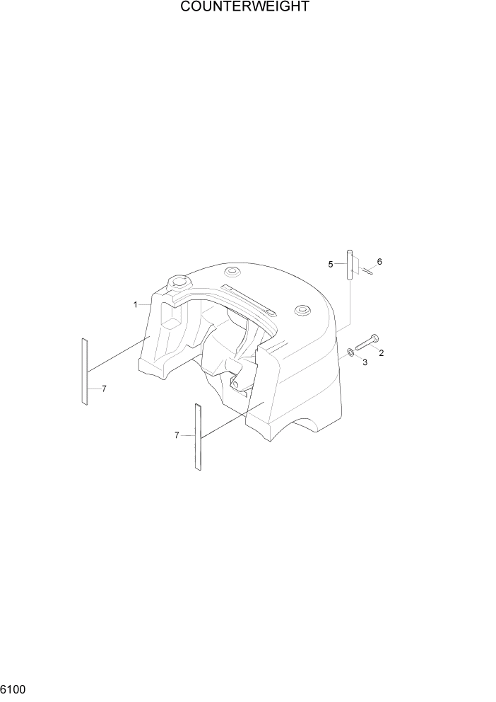 Схема запчастей Hyundai 20/25/30G-7 - PAGE 6100 COUNTERWEIGHT СТРУКТУРА