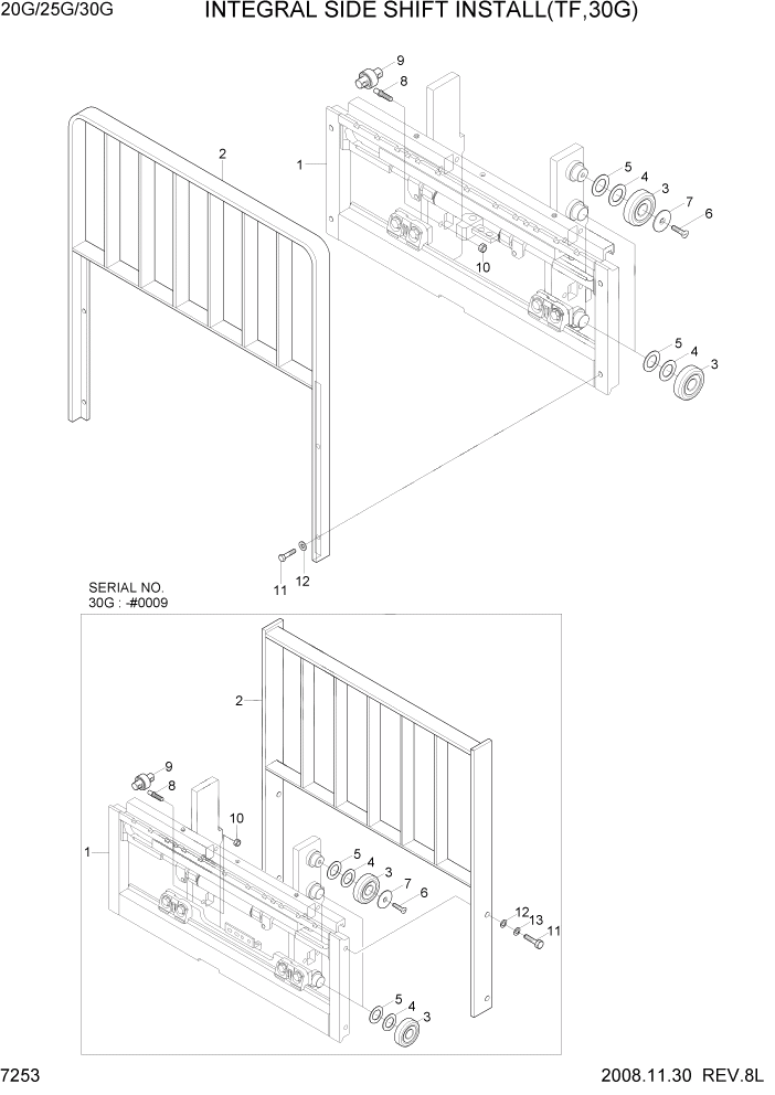 Схема запчастей Hyundai 20/25/30G-7 - PAGE 7253 INTEGRAL SIDE SHIFT INSTALL(TF,30G) РАБОЧЕЕ ОБОРУДОВАНИЕ