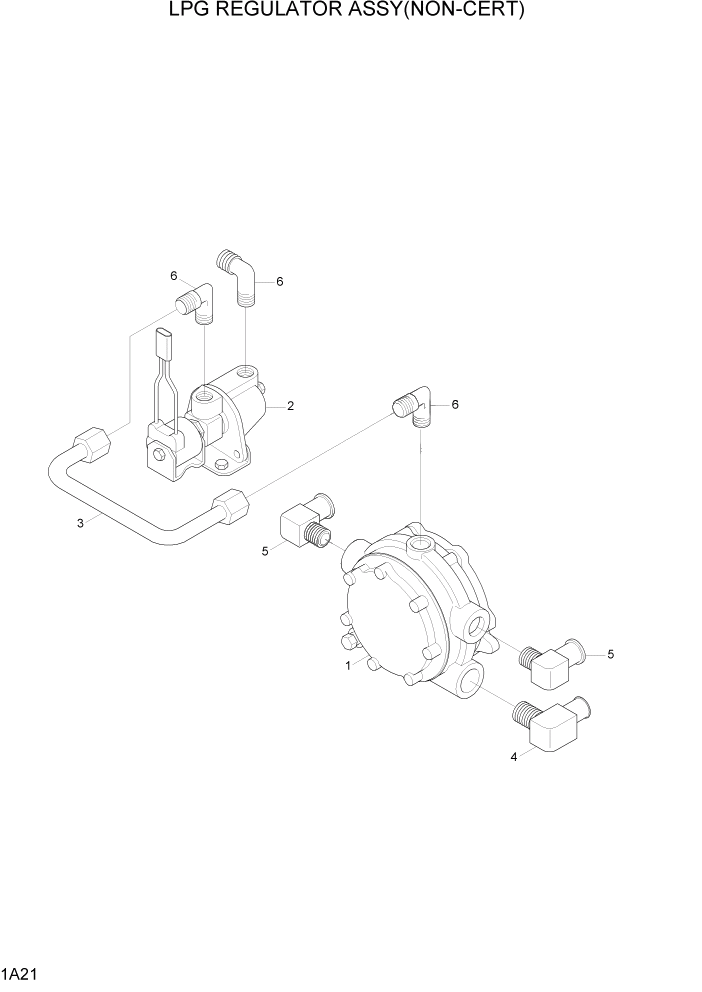 Схема запчастей Hyundai 20/25/30L-7 - PAGE 1A21 LPG REGULATOR ASSY(NON-CERT) СИСТЕМА ДВИГАТЕЛЯ