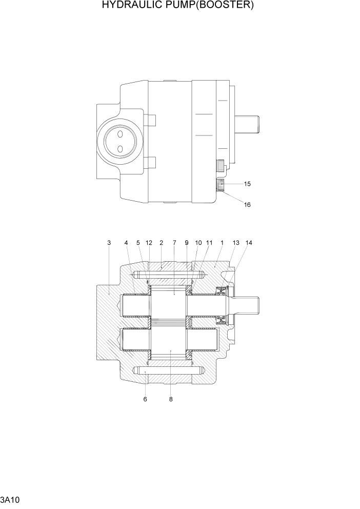 Схема запчастей Hyundai 20/25/30L-7 - PAGE 3A10 HYDRAULIC PUMP(BOOSTER) ГИДРАВЛИЧЕСКАЯ СИСТЕМА