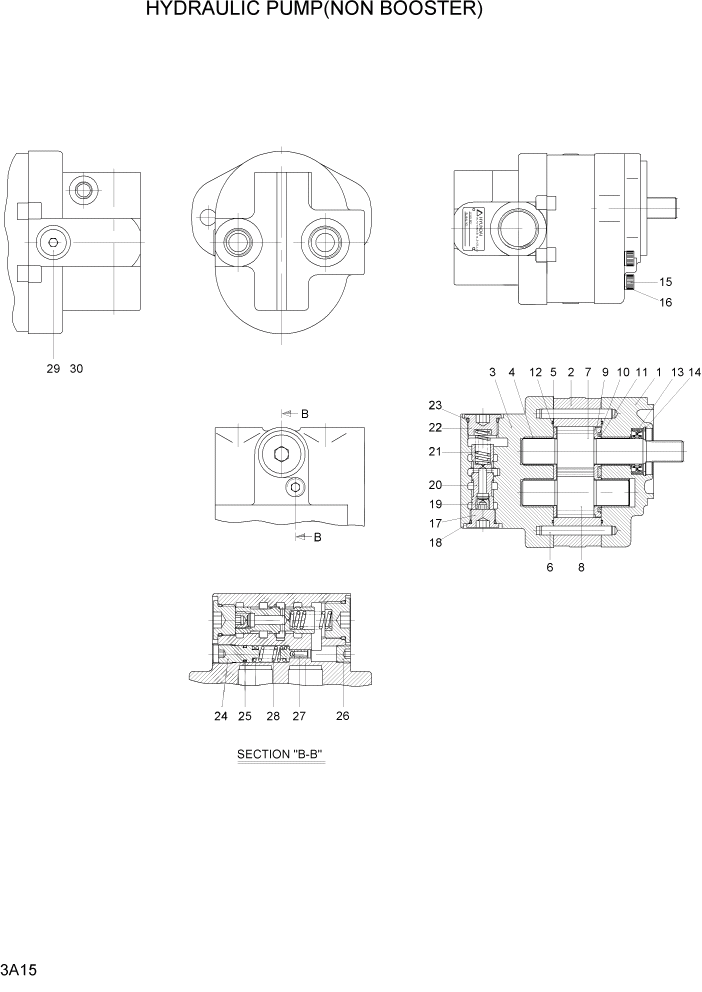 Схема запчастей Hyundai 20/25/30L-7 - PAGE 3A15 HYDRAULIC PUMP(NON BOOSTER) ГИДРАВЛИЧЕСКАЯ СИСТЕМА