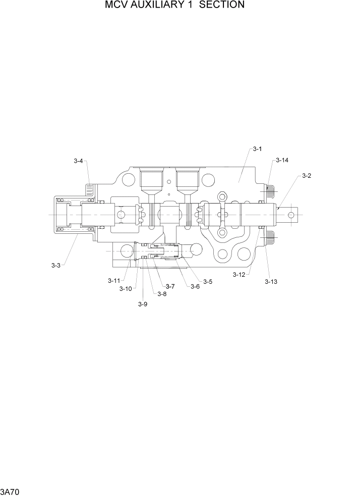 Схема запчастей Hyundai 20/25/30L-7 - PAGE 3A70 MCV AUXILIARY 1 SECTION ГИДРАВЛИЧЕСКАЯ СИСТЕМА