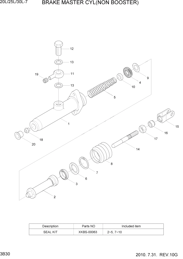 Схема запчастей Hyundai 20/25/30L-7 - PAGE 3B30 BRAKE MASTER CYL(NON BOOSTER) ГИДРАВЛИЧЕСКАЯ СИСТЕМА