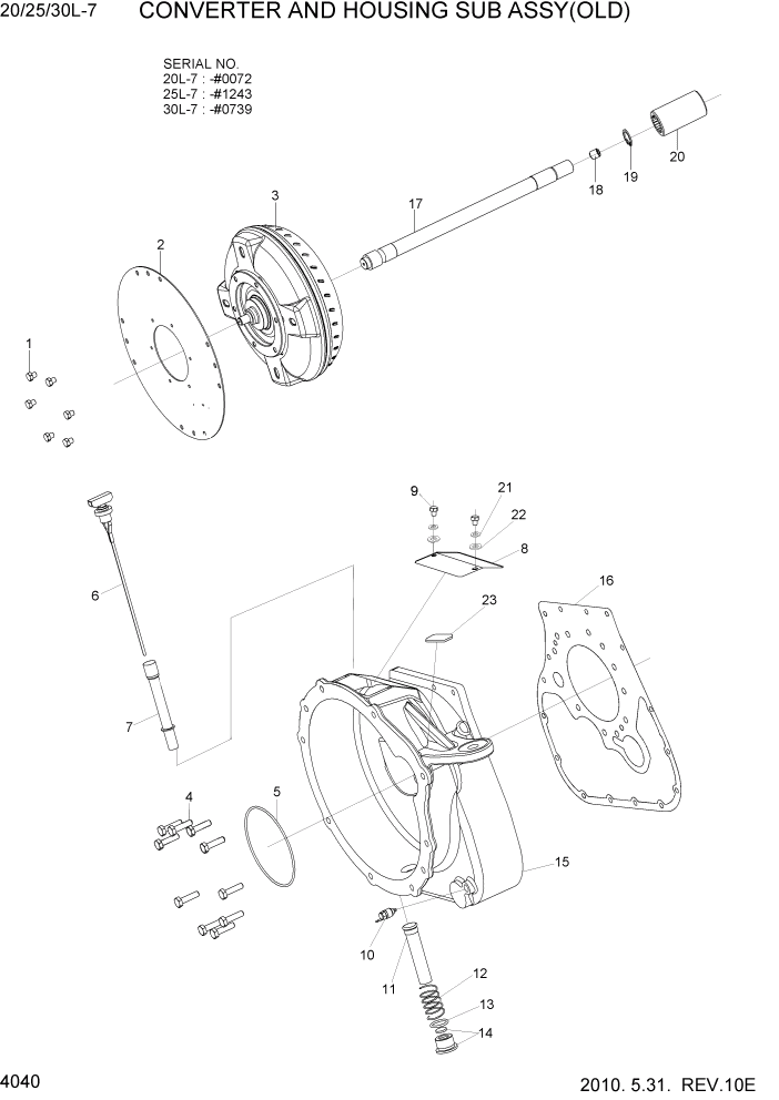 Схема запчастей Hyundai 20/25/30L-7 - PAGE 4040 CONVERTER & HOUSING SUB ASSY(OLD) СИЛОВАЯ СИСТЕМА