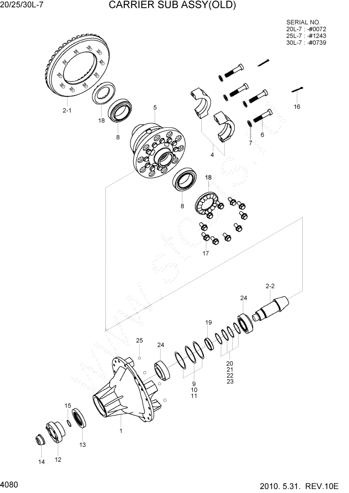 Схема запчастей Hyundai 20/25/30L-7 - PAGE 4080 CARRIER SUB ASSY(OLD) СИЛОВАЯ СИСТЕМА