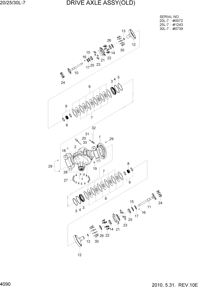 Схема запчастей Hyundai 20/25/30L-7 - PAGE 4090 DRIVE AXLE ASSY(OLD) СИЛОВАЯ СИСТЕМА