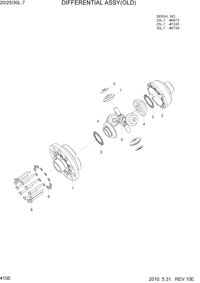 Схема запчастей Hyundai 20/25/30L-7 - PAGE 4100 DIFFERENTIAL ASSY(OLD) СИЛОВАЯ СИСТЕМА