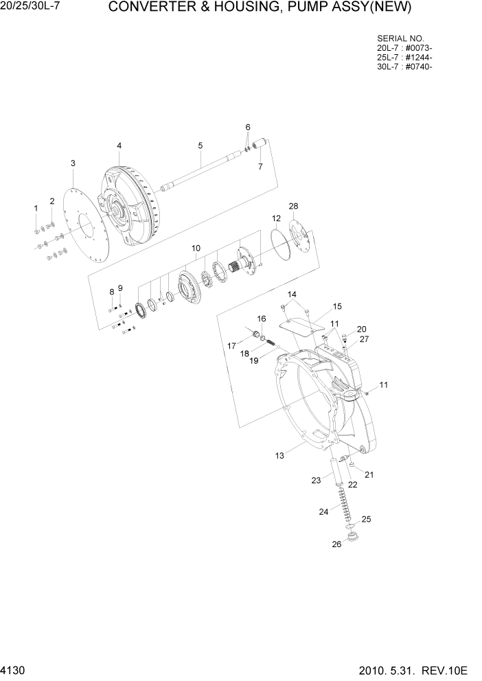 Схема запчастей Hyundai 20/25/30L-7 - PAGE 4130 CONVERTER & HOUSING, PUMP ASSY(NEW) СИЛОВАЯ СИСТЕМА