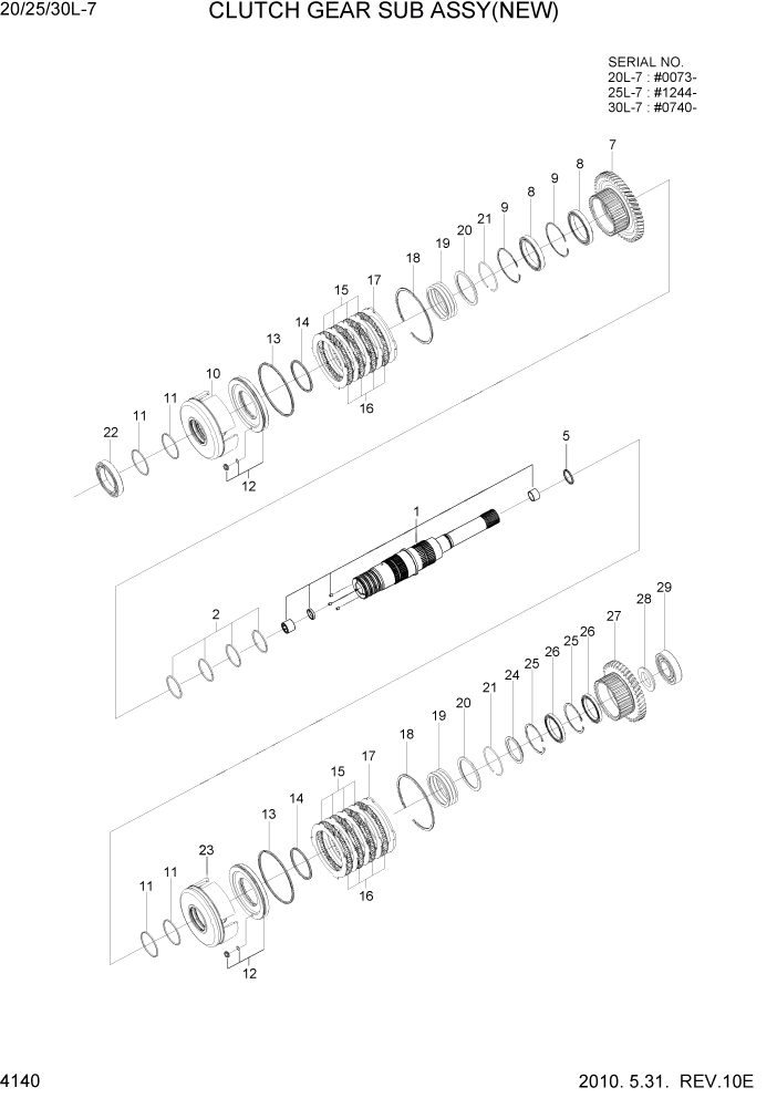 Схема запчастей Hyundai 20/25/30L-7 - PAGE 4140 CLUTCH GEAR SUB ASSY(NEW) СИЛОВАЯ СИСТЕМА