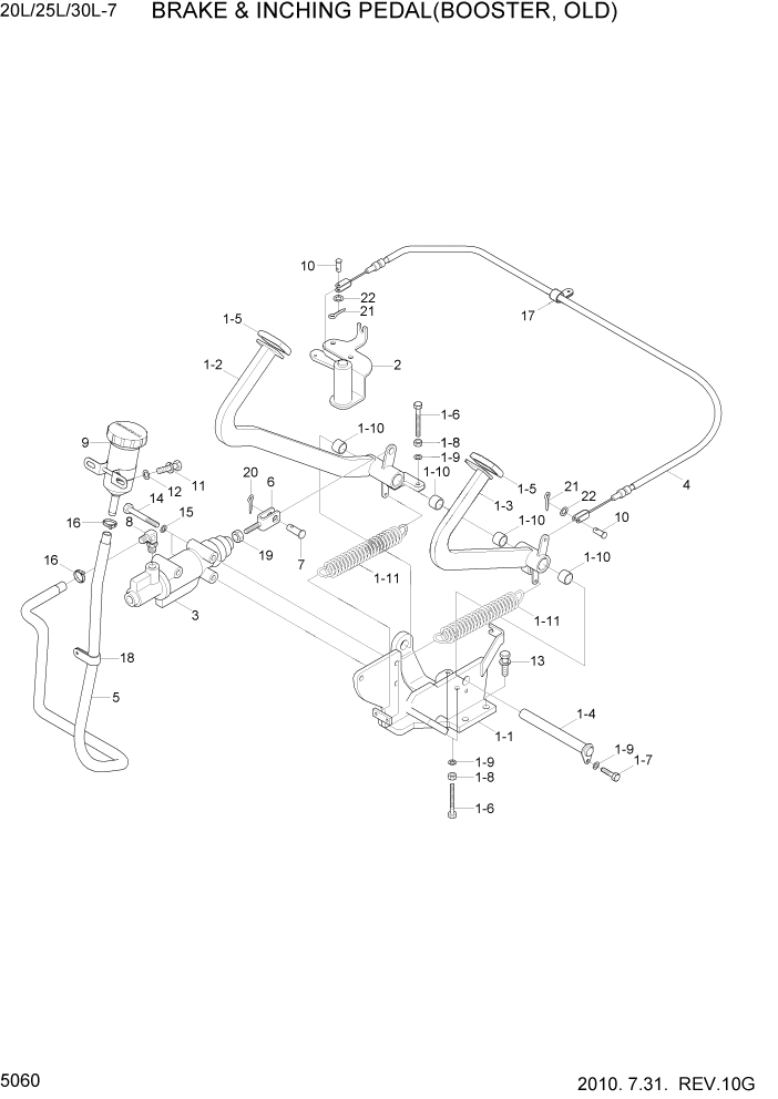 Схема запчастей Hyundai 20/25/30L-7 - PAGE 5060 BRAKE & INCHING PEDAL(BOOSTER) СИСТЕМА УПРАВЛЕНИЯ