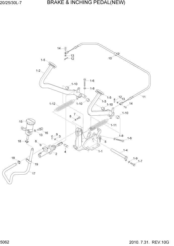 Схема запчастей Hyundai 20/25/30L-7 - PAGE 5062 BRAKE & INCHING PEDAL(NEW) СИСТЕМА УПРАВЛЕНИЯ