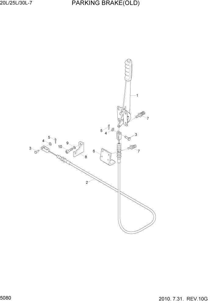 Схема запчастей Hyundai 20/25/30L-7 - PAGE 5080 PARKING BRAKE(OLD) СИСТЕМА УПРАВЛЕНИЯ