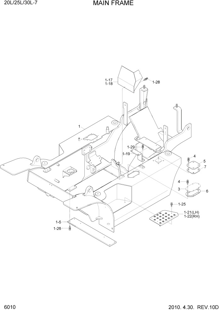 Схема запчастей Hyundai 20/25/30L-7 - PAGE 6010 MAIN FRAME СТРУКТУРА