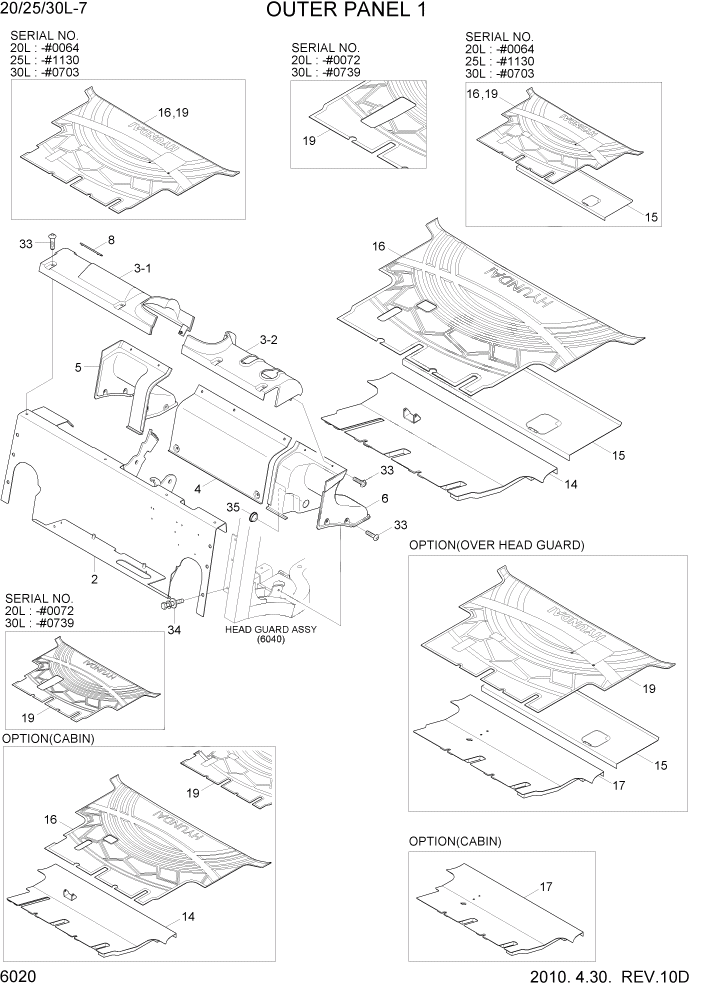 Схема запчастей Hyundai 20/25/30L-7 - PAGE 6020 OUTER PANEL 1 СТРУКТУРА