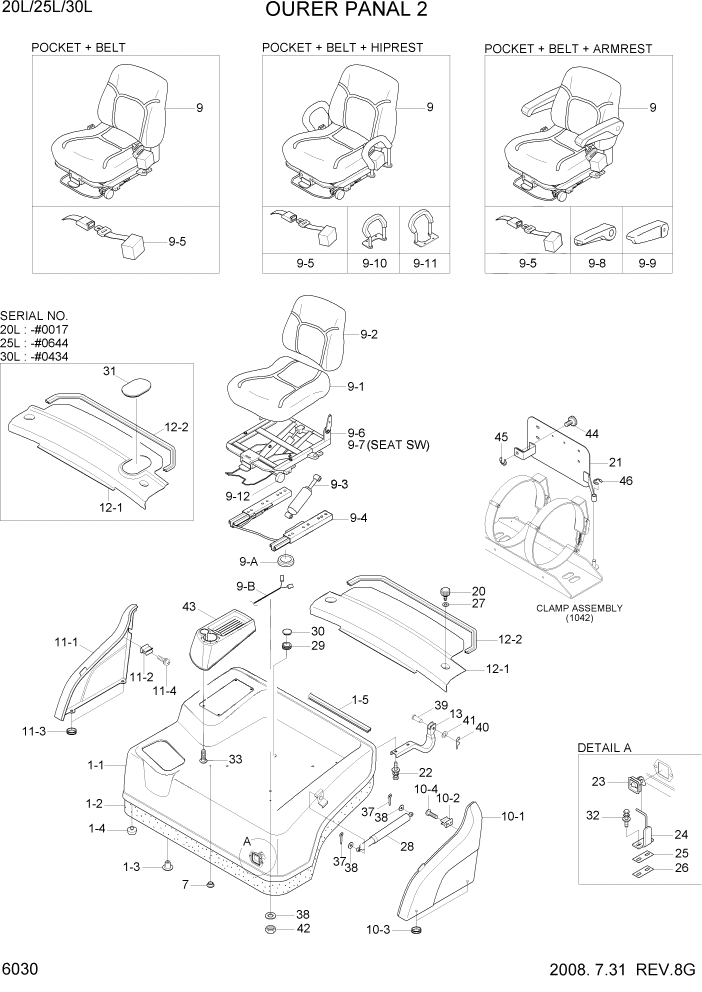 Схема запчастей Hyundai 20/25/30L-7 - PAGE 6030 OUTER PANEL 2 СТРУКТУРА