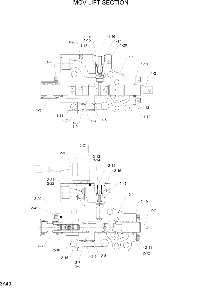 Схема запчастей Hyundai 20/25/30LC-7 - PAGE 3A40 MCV LIFT SECTION ГИДРАВЛИЧЕСКАЯ СИСТЕМА