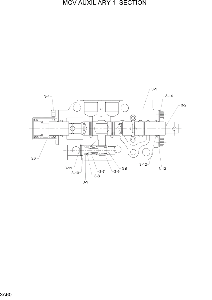 Схема запчастей Hyundai 20/25/30LC-7 - PAGE 3A60 MCV AUXILIARY 1 SECTION ГИДРАВЛИЧЕСКАЯ СИСТЕМА