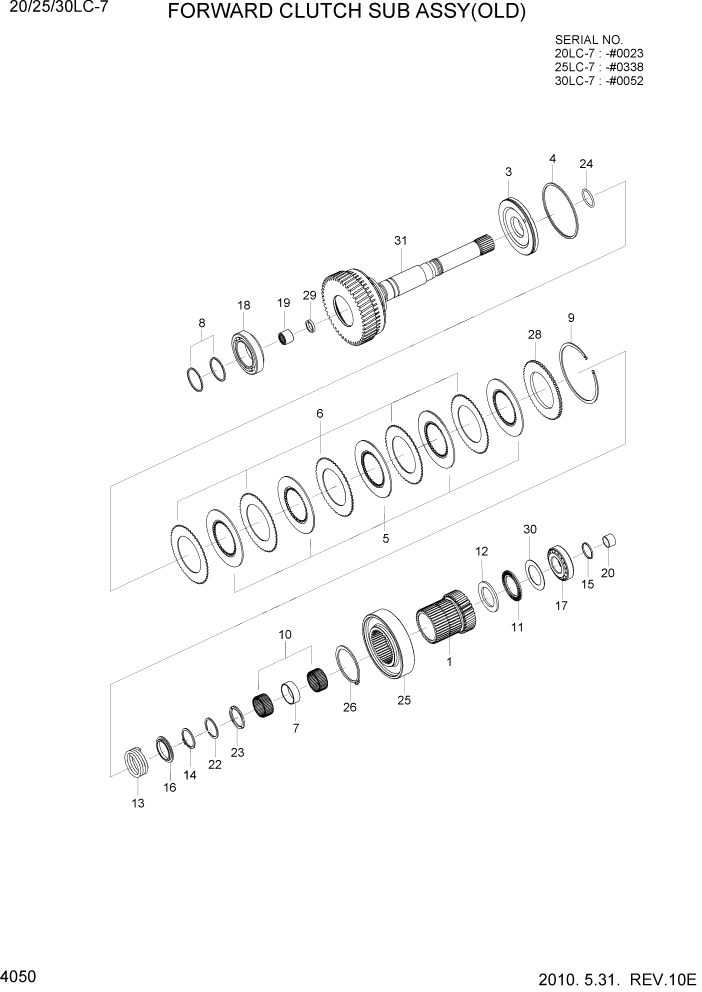 Схема запчастей Hyundai 20/25/30LC-7 - PAGE 4050 FORWARD CLUTCH SUB ASSY(OLD) СИЛОВАЯ СИСТЕМА