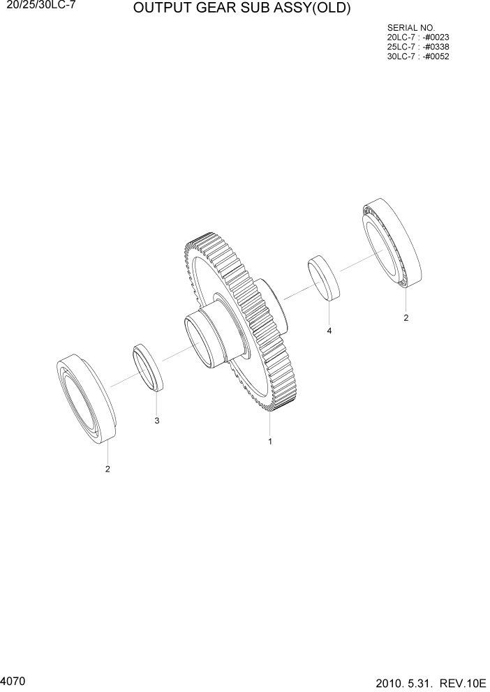 Схема запчастей Hyundai 20/25/30LC-7 - PAGE 4070 OUTPUT GEAR SUB ASSY(OLD) СИЛОВАЯ СИСТЕМА