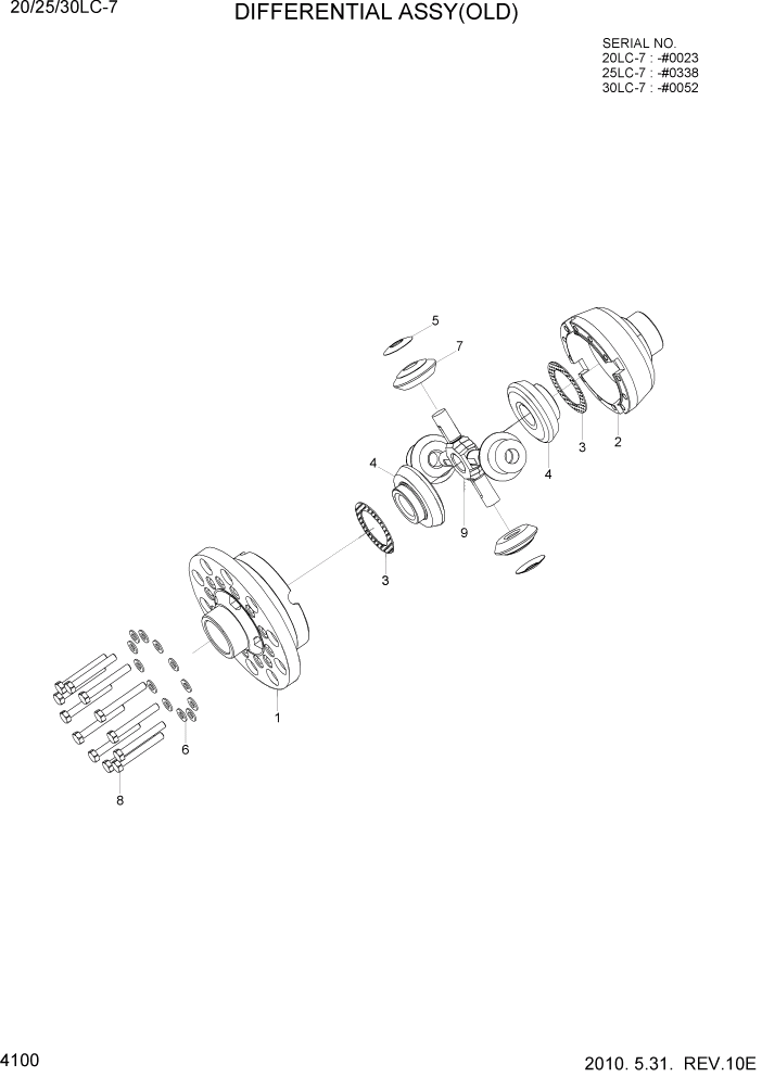 Схема запчастей Hyundai 20/25/30LC-7 - PAGE 4100 DIFFERENTIAL ASSY(OLD) СИЛОВАЯ СИСТЕМА